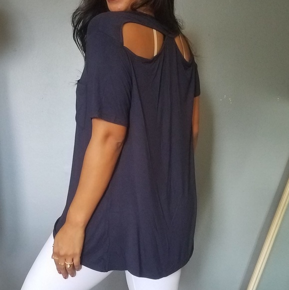 NOT SO BASIC NAVY BLUE TEE SHIRT TOP - Picture 4 of 6